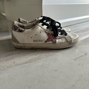Golden Goose Women’s White and Pink Star Sneakers